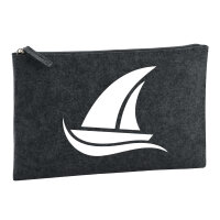 Kulturbeutel Segeln Segelboot 1 Liter Filz Charcoal...