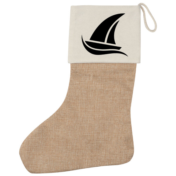 Weihnachtsstrumpf Segeln Segelboot Beige