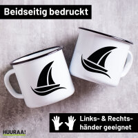 Emaille Tasse Segeln Segelboot 300ml Vintage Emaille Becher