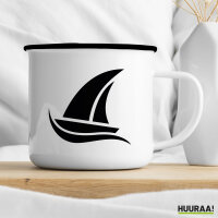 Emaille Tasse Segeln Segelboot 300ml Vintage Emaille Becher