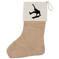 Weihnachtsstrumpf Skateboarden Silhouette Beige