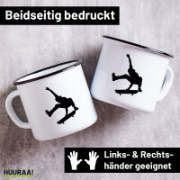 Emaille Tasse Skateboarden Silhouette 300ml Vintage...