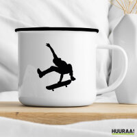 Emaille Tasse Skateboarden Silhouette 300ml Vintage Emaille Becher