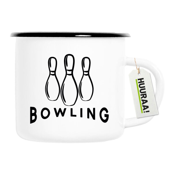 Emaille Tasse Bowling Pinns 300ml Vintage Emaille Becher
