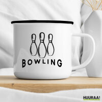 Emaille Tasse Bowling Pinns 300ml Vintage Emaille Becher