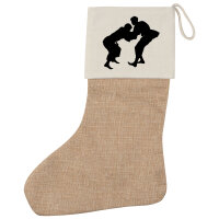 Weihnachtsstrumpf Judo Silhouette Beige