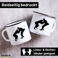 Emaille Tasse Judo Silhouette 300ml Vintage Emaille Becher