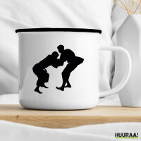 Emaille Tasse Judo Silhouette 300ml Vintage Emaille Becher