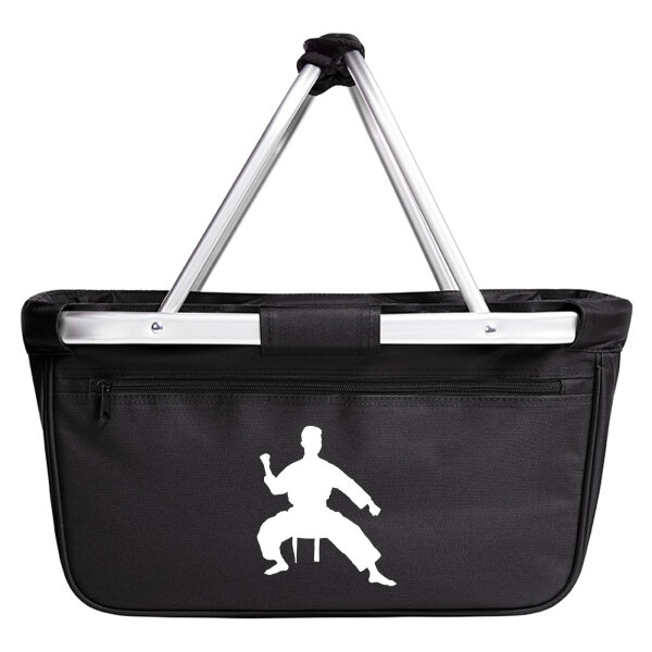 Einkaufskorb faltbar Taekwondo Silhouette 20 Liter Tragekorb Black