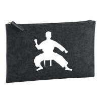 Kulturbeutel Taekwondo Silhouette 1 Liter Filz Charcoal...