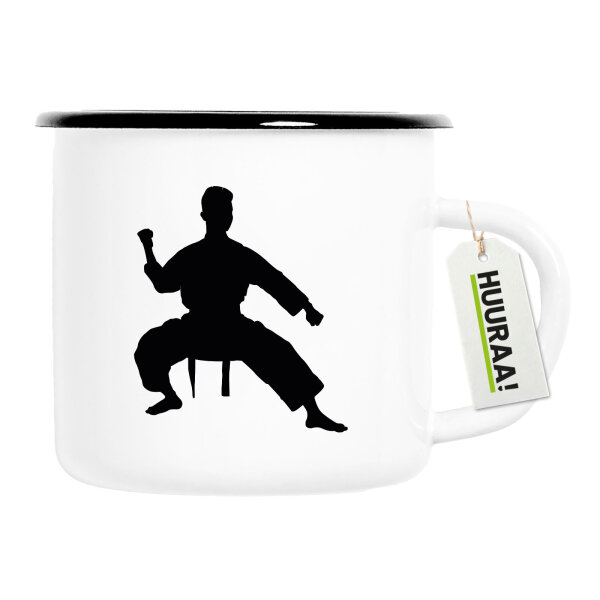 Emaille Tasse Taekwondo Silhouette 300ml Vintage Emaille Becher