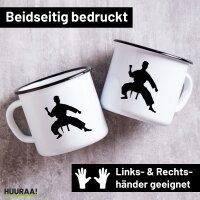 Emaille Tasse Taekwondo Silhouette 300ml Vintage Emaille...