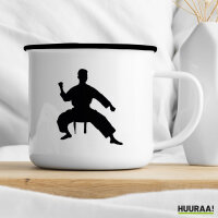 Emaille Tasse Taekwondo Silhouette 300ml Vintage Emaille Becher