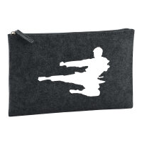 Kulturbeutel Karate Silhouette 1 Liter Filz Charcoal...