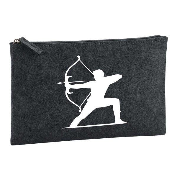 Kulturbeutel Bogenschießen Silhouette 1 Liter Filz Charcoal Kosmetiktasche