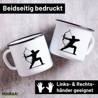 Emaille Tasse Bogenschießen Silhouette 300ml...