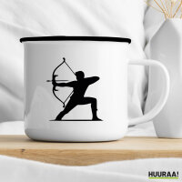 Emaille Tasse Bogenschießen Silhouette 300ml Vintage Emaille Becher