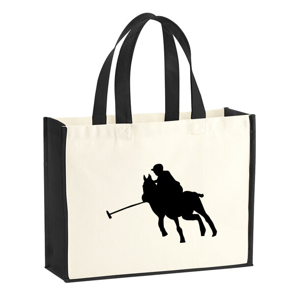 Jutetasche Polo Spieler Silhouette 21 Liter Black