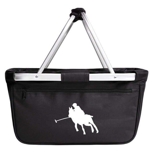 Einkaufskorb faltbar Polo Spieler Silhouette 20 Liter Tragekorb Black