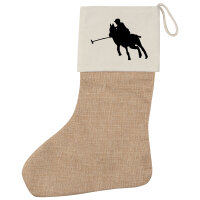 Weihnachtsstrumpf Polo Spieler Silhouette Beige