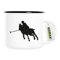 Emaille Tasse Polo Spieler Silhouette 300ml Vintage...