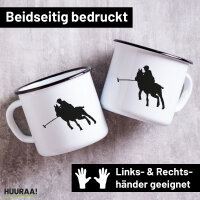 Emaille Tasse Polo Spieler Silhouette 300ml Vintage...