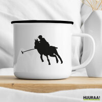 Emaille Tasse Polo Spieler Silhouette 300ml Vintage Emaille Becher