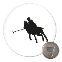 Magnet Polo Spieler Silhouette 59mm Kühlschrankmagnet Flaschenöffner