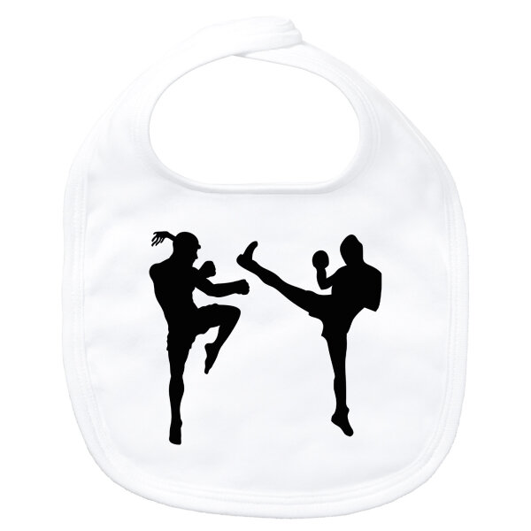 Baby Lätzchen Kickboxen Silhouette Klettverschluss