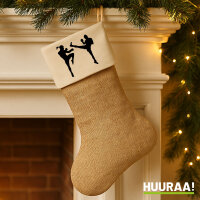 Weihnachtsstrumpf Kickboxen Silhouette Beige