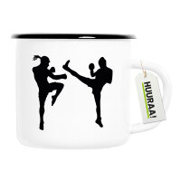 Emaille Tasse Kickboxen Silhouette 300ml Vintage Emaille Becher