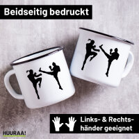 Emaille Tasse Kickboxen Silhouette 300ml Vintage Emaille Becher