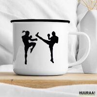 Emaille Tasse Kickboxen Silhouette 300ml Vintage Emaille Becher