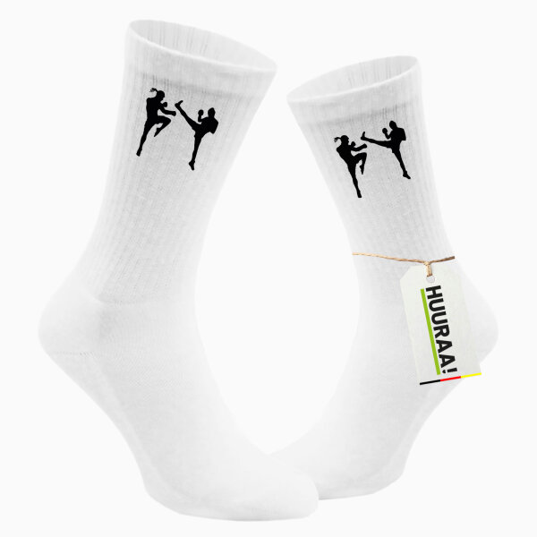 Socken Kickboxen Silhouette Größe 37/46 White Motiv Tennissocken