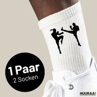 Socken Kickboxen Silhouette Größe 37/46 White Motiv Tennissocken