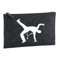 Kulturbeutel Capoeira Silhouette 1 Liter Filz Charcoal...