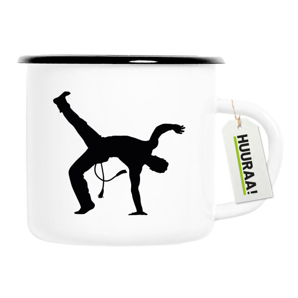 Emaille Tasse Capoeira Silhouette 300ml Vintage Emaille Becher