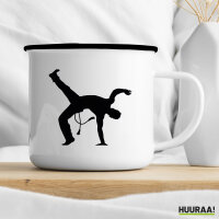 Emaille Tasse Capoeira Silhouette 300ml Vintage Emaille Becher
