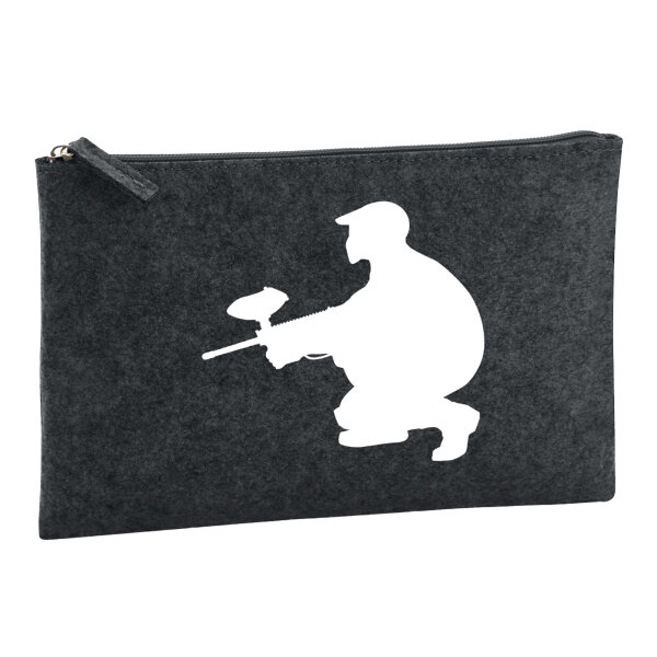 Kulturbeutel Paintball Silhouette 1 Liter Filz Charcoal Kosmetiktasche