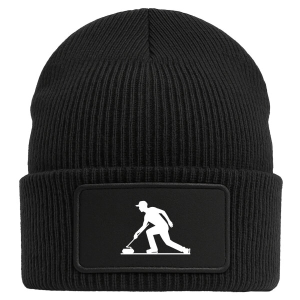 Beanie Curling Silhouette Black Mütze