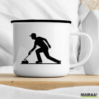 Emaille Tasse Curling Silhouette 300ml Vintage Emaille Becher