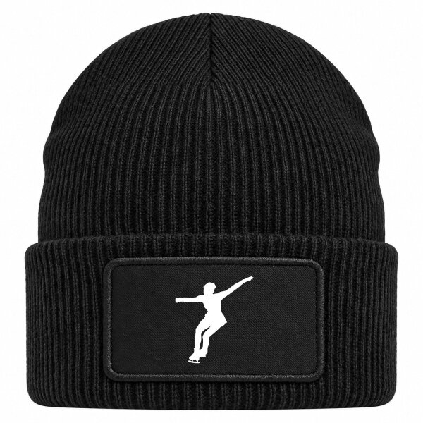 Beanie mit Patch Eiskunstlauf Silhouette Black