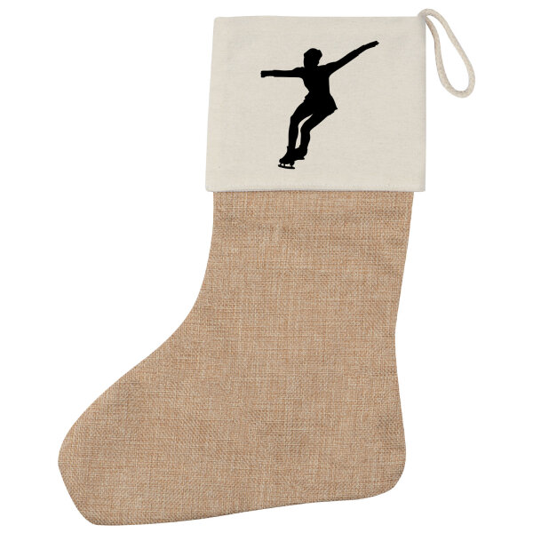 Weihnachtsstrumpf Eiskunstlauf Silhouette Beige