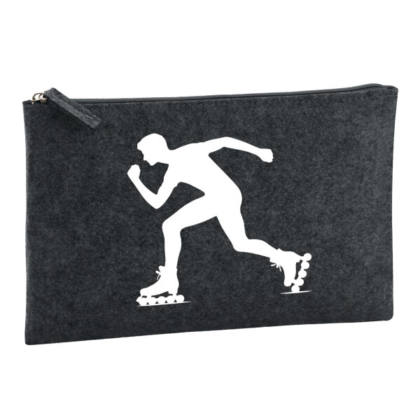 Kulturbeutel Inline Skating Silhouette 1 Liter Filz Charcoal Kosmetiktasche