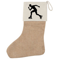 Weihnachtsstrumpf Inline Skating Silhouette Beige