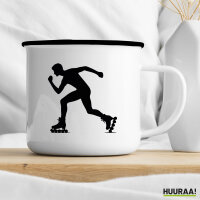 Emaille Tasse Inline Skating Silhouette 300ml Vintage Emaille Becher