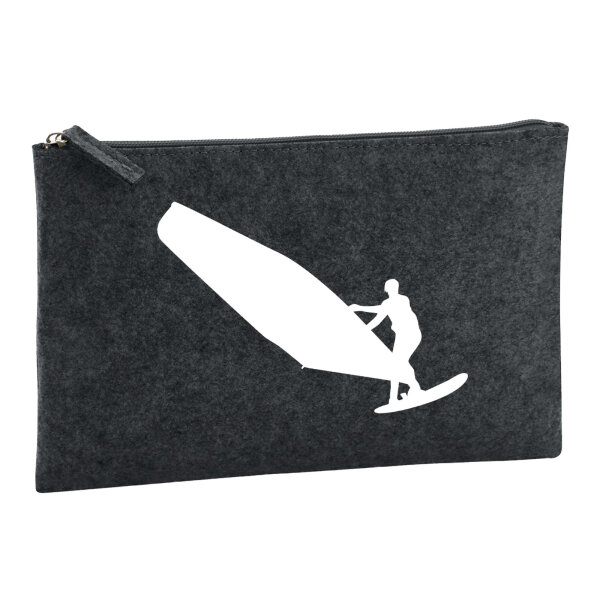 Kulturbeutel Windsurfen Silhouette 1 Liter Filz Charcoal Kosmetiktasche