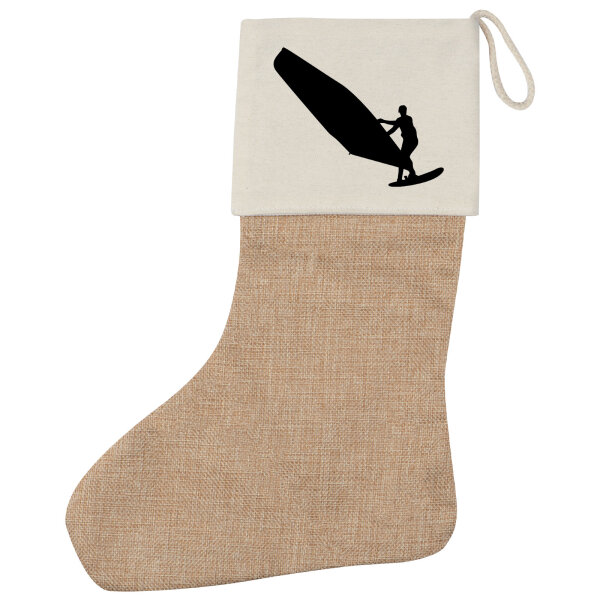 Weihnachtsstrumpf Windsurfen Silhouette Beige