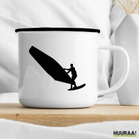 Emaille Tasse Windsurfen Silhouette 300ml Vintage Emaille Becher