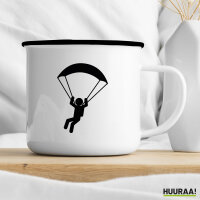Emaille Tasse Paragliding Gleitschirmfliegen 300ml Vintage Emaille Becher